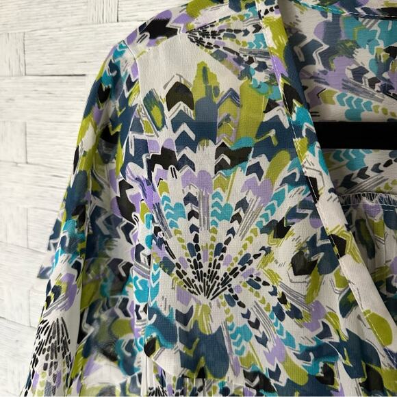 Lane Bryant colorful V-neck button-down blouse Crystal Pleat plus size - Picture 3 of 8